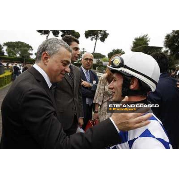 Andrea Scarpellini and Mirco Demuro after winning the Premio Signorino Rome - Capannelle racecourse, 29th april 2012 ph.Stefano Grasso