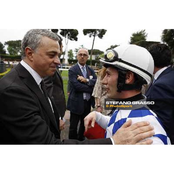 Andrea Scarpellini and Mirco Demuro after winning the Premio Signorino Rome - Capannelle racecourse, 29th april 2012 ph.Stefano Grasso