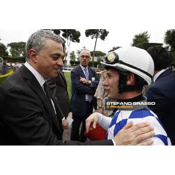 Andrea Scarpellini and Mirco Demuro after winning the Premio Signorino Rome - Capannelle racecourse, 29th april 2012 ph.Stefano Grasso