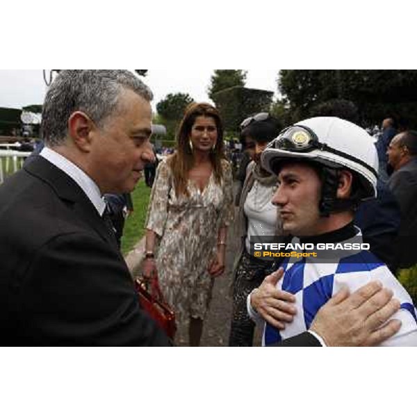 Andrea Scarpellini and Mirco Demuro after winning the Premio Signorino Rome - Capannelle racecourse, 29th april 2012 ph.Stefano Grasso