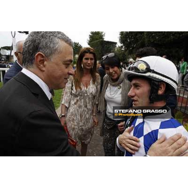 Andrea Scarpellini and Mirco Demuro after winning the Premio Signorino Rome - Capannelle racecourse, 29th april 2012 ph.Stefano Grasso