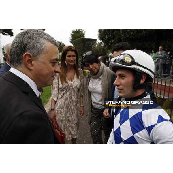 Andrea Scarpellini and Mirco Demuro after winning the Premio Signorino Rome - Capannelle racecourse, 29th april 2012 ph.Stefano Grasso