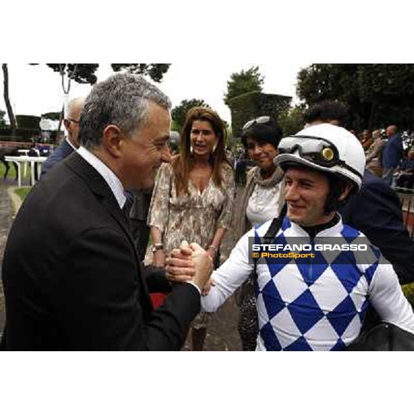 Andrea Scarpellini and Mirco Demuro after winning the Premio Signorino Rome - Capannelle racecourse, 29th april 2012 ph.Stefano Grasso