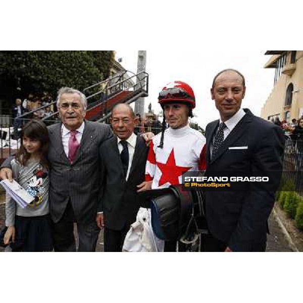 Gabriele and Giancarlo Bietolini with their father after winning the Premio Botticelli Rome - Capannelle racecourse, 29th april 2012 ph.Stefano Grasso