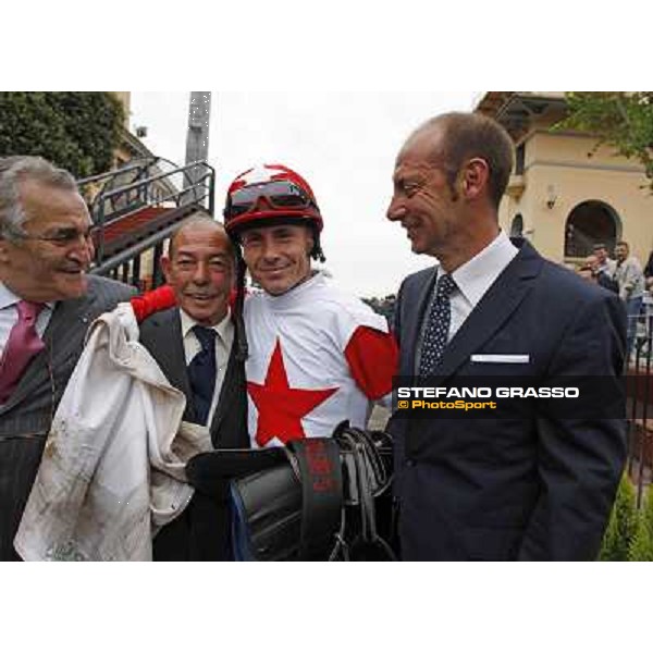 Gabriele and Giancarlo Bietolini with their father after winning the Premio Botticelli Rome - Capannelle racecourse, 29th april 2012 ph.Stefano Grasso