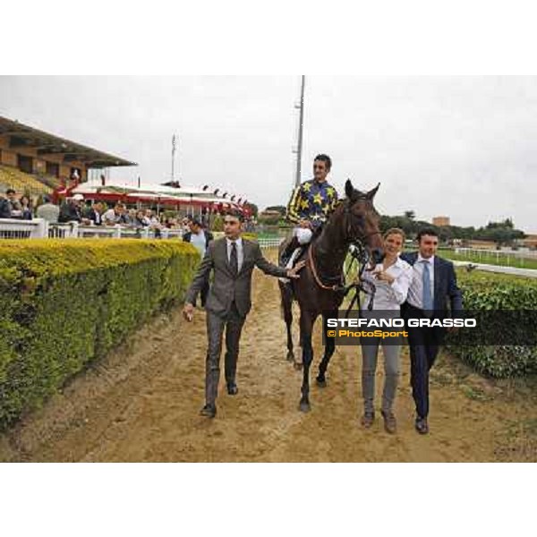 Fabio Branca on Malossol with Alessandro and Endo Botti returns home after winning the Premio Parioli Rome - Capannelle racecourse, 29th april 2012 ph.Stefano Grasso