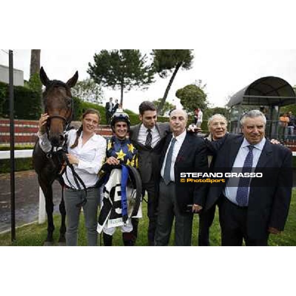 Malossol\'s winning connection pose in the winner circle after winning the Premio Parioli Rome - Capannelle racecourse, 29th april 2012 ph.Stefano Grasso