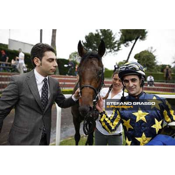 Alessandro Botti, Malossol and Fabio Branca in the winner circle after winning the Premio Parioli Rome - Capannelle racecourse, 29th april 2012 ph.Stefano Grasso