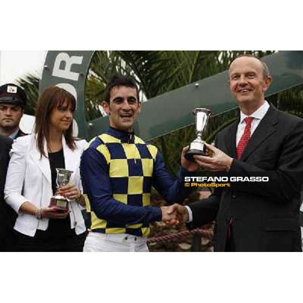 The prize giving ceremony of the Premio Regina Elena Fabio Branca,Elio Pautasso and Federica Villa Rome - Capannelle racecourse, 29th april 2012 ph.Stefano Grasso