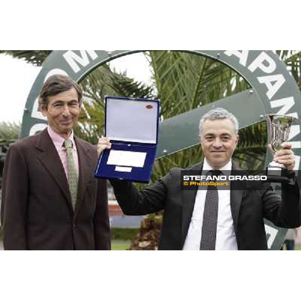 Giorgio Guglielmi and Andrea Scarpellini after winning the Premio Signorino Rome - Capannelle racecourse, 29th april 2012 ph.Stefano Grasso