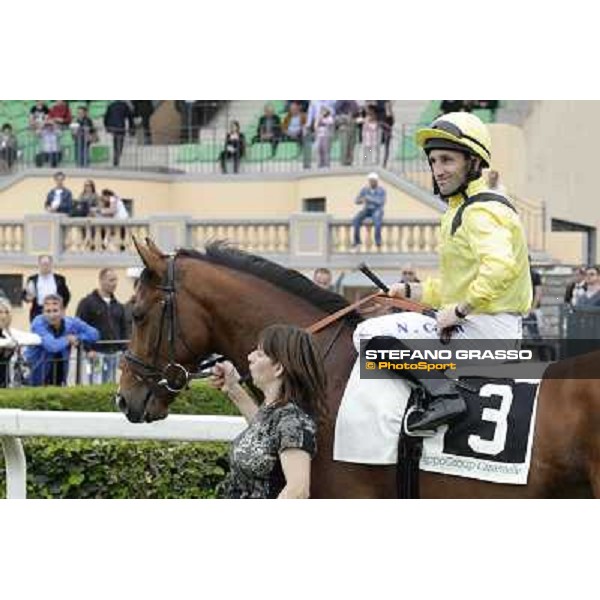 Neil Callan and Farraaj parade before the start of the Premio Parioli Rome - Capannelle racecourse, 29th april 2012 ph.Stefano Grasso