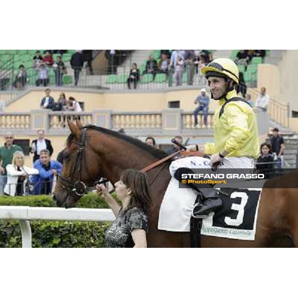 Neil Callan and Farraaj parade before the start of the Premio Parioli Rome - Capannelle racecourse, 29th april 2012 ph.Stefano Grasso