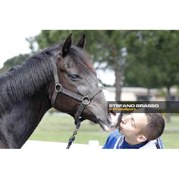 Portrait for Laghat and his owner and gentleman rider Federico De Paola Rome - Capannelle racecourse 15th april 2012 ph.Stefano Grasso