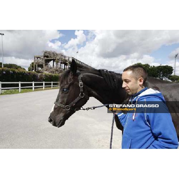 Portrait for Laghat and his owner and gentleman rider Federico De Paola Rome - Capannelle racecourse 15th april 2012 ph.Stefano Grasso