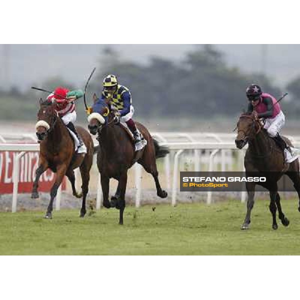 Robert Havlin on Feuerblitz,Umberto Rispoli on Wild Wolf and Fabio Branca on Smoking Joe at the last few meters to the post 129° Derby Italiano Better Roma - Capannelle racecourse, 20th may 2012 ph.Stefano Grasso