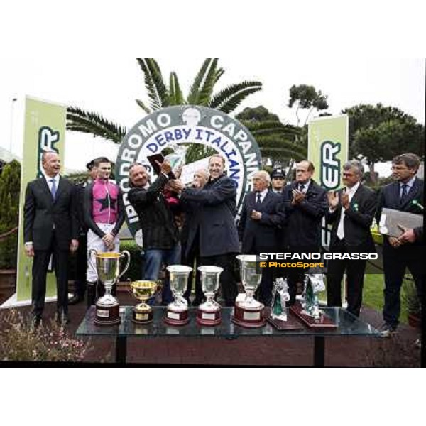 The prize giving ceremony of the 129° Derby Italiano Better Roma - Capannelle racecourse, 20th may 2012 ph.Stefano Grasso