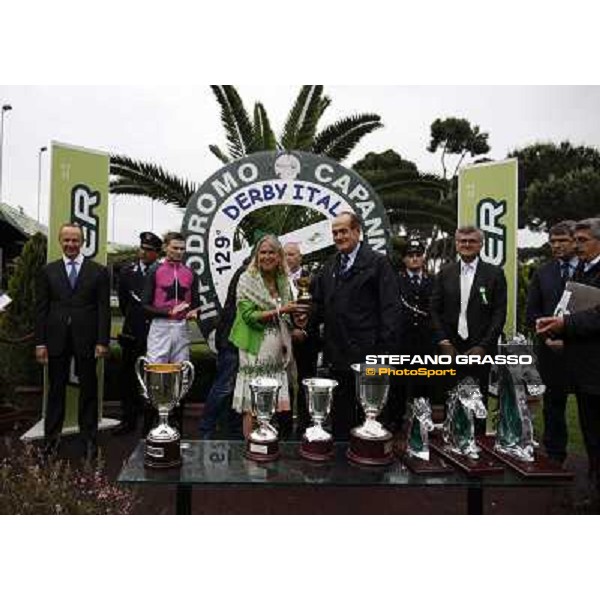 The prize giving ceremony of the 129° Derby Italiano Better Roma - Capannelle racecourse, 20th may 2012 ph.Stefano Grasso