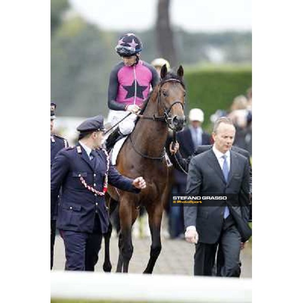 Robert Havlin on Feuerblitz opens the parade 129° Derby Italiano Better Roma - Capannelle racecourse, 20th may 2012 ph.Stefano Grasso