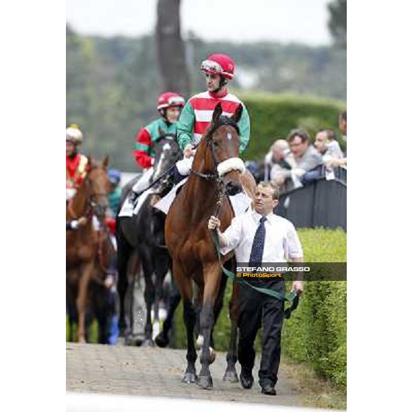 Fabio Branca on Smoking Joe enters the track 129° Derby Italiano Better Roma - Capannelle racecourse, 20th may 2012 ph.Stefano Grasso