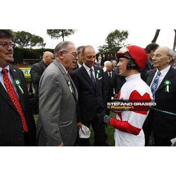 Kenneth and Jef Ramsey,Frankie Dettori and Gianluca Bietolini before the race 129° Derby Italiano Better Roma - Capannelle racecourse, 20th may 2012 ph.Stefano Grasso