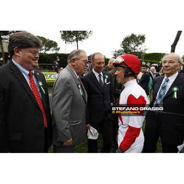 Kenneth and Jef Ramsey,Frankie Dettori and Gianluca Bietolini before the race 129° Derby Italiano Better Roma - Capannelle racecourse, 20th may 2012 ph.Stefano Grasso