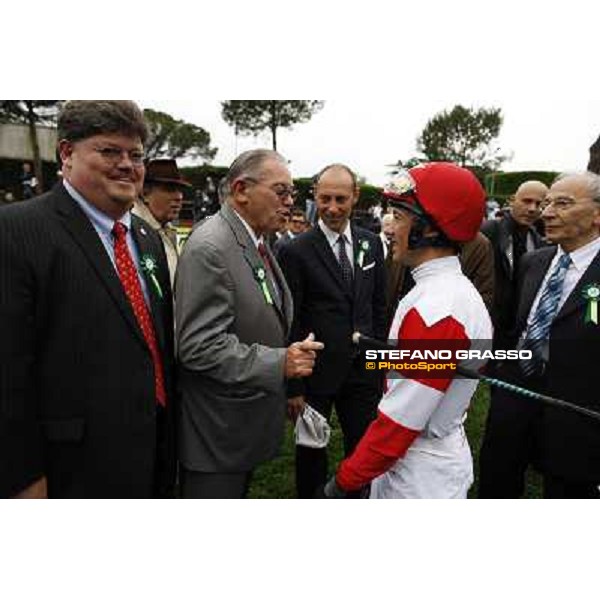 Kenneth and Jef Ramsey,Frankie Dettori and Gianluca Bietolini before the race 129° Derby Italiano Better Roma - Capannelle racecourse, 20th may 2012 ph.Stefano Grasso
