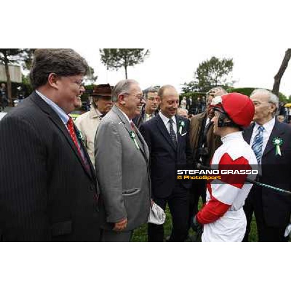 Kenneth and Jef Ramsey,Frankie Dettori and Gianluca Bietolini before the race 129° Derby Italiano Better Roma - Capannelle racecourse, 20th may 2012 ph.Stefano Grasso