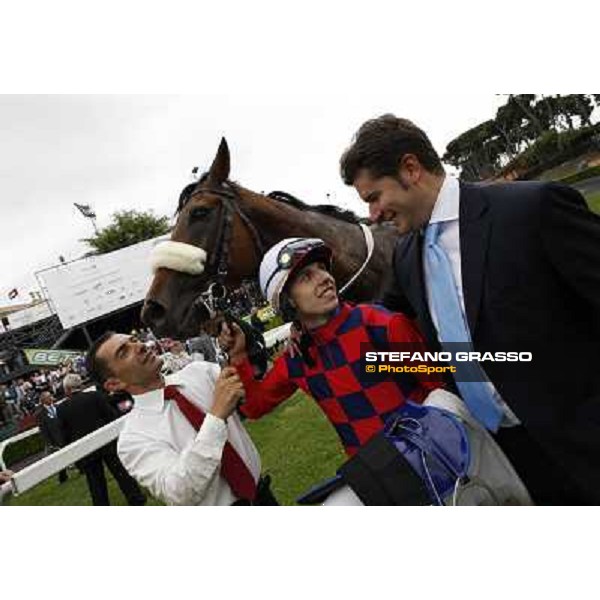 Cristian Demuro, Lake Drop and Stefano Botti after winning the Premio Carlo D\'Alessio Roma - Capannelle racecourse, 20th may 2012 ph.Stefano Grasso