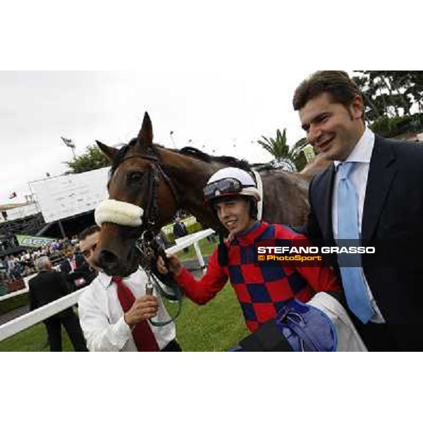 Cristian Demuro, Lake Drop and Stefano Botti after winning the Premio Carlo D\'Alessio Roma - Capannelle racecourse, 20th may 2012 ph.Stefano Grasso