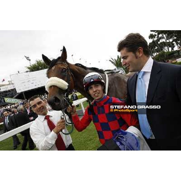 Cristian Demuro, Lake Drop and Stefano Botti after winning the Premio Carlo D\'Alessio Roma - Capannelle racecourse, 20th may 2012 ph.Stefano Grasso