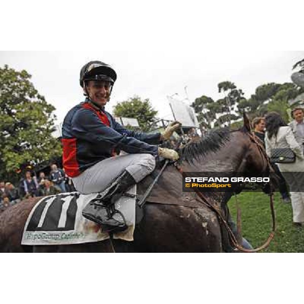 Carlo Fiocchi celebrates on United Color after winning the Premio Tudini Roma - Capannelle racecourse, 20th may 2012 ph.Stefano Grasso