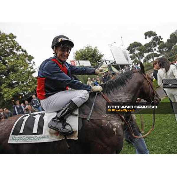 Carlo Fiocchi celebrates on United Color after winning the Premio Tudini Roma - Capannelle racecourse, 20th may 2012 ph.Stefano Grasso