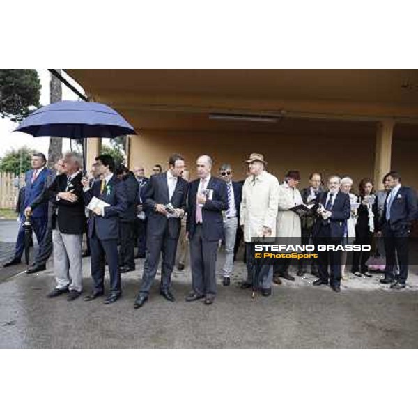 John Clark, Francesco Chiarotto and Federico Barberini in the saddling area before the Derby Roma - Capannelle racecourse, 20th may 2012 ph.Stefano Grasso