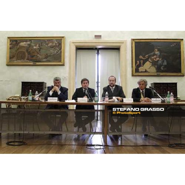 The press conference for the presentation of the 80° Csio Piazza di Siena Sergio Bernardini,Gianni Alemanno,Andrea Paul Gross and Duccio Bartalucci Roma - Musei Capitolini - Sala Pietro da Cortona, 21st may 2012 ph.Stefano Grasso