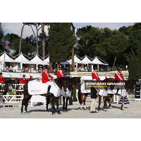 The Team of Gerrmany wins the Nations\' Cup Christian Ahlmann,Marco Kutscher,Ludger Beerbaum,Marcus Ehning and Otto Becker Roma - Villa Borghese - 80° Csio Piazza di Siena, 25th may 2012 ph.Stefano Grasso