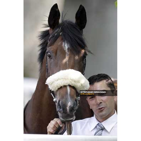 Jonathan Bacci and Cherry Collect parade before winning the Oaks d\'Italia Milano - San Siro racecourse, 26th may 2012 ph.Stefano Grasso