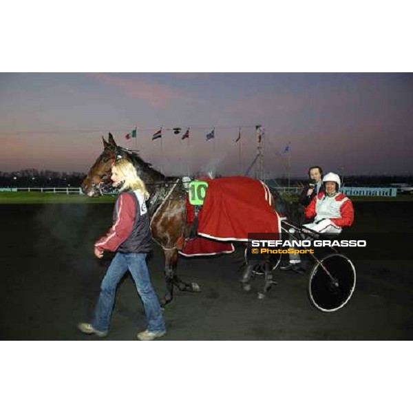 Jos Verbeeck with Echo Font winner of Prix D\'Issoire Paris Vincennes, 29th january 2005 ph.Stefano Grasso