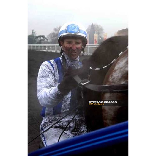 Christophe Gallier after the triumph in the 84° Grand Prix d\'Amerique PAris Vincennes, 30th january 2005 ph. Stefano Grasso