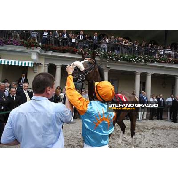 William Buick and Earl of Tinsdal after the triumph in the Gran Premio di Milano - Trofeo Snai Milano - San Siro galopp racecourse,10th june 2012 ph.Stefano Grasso