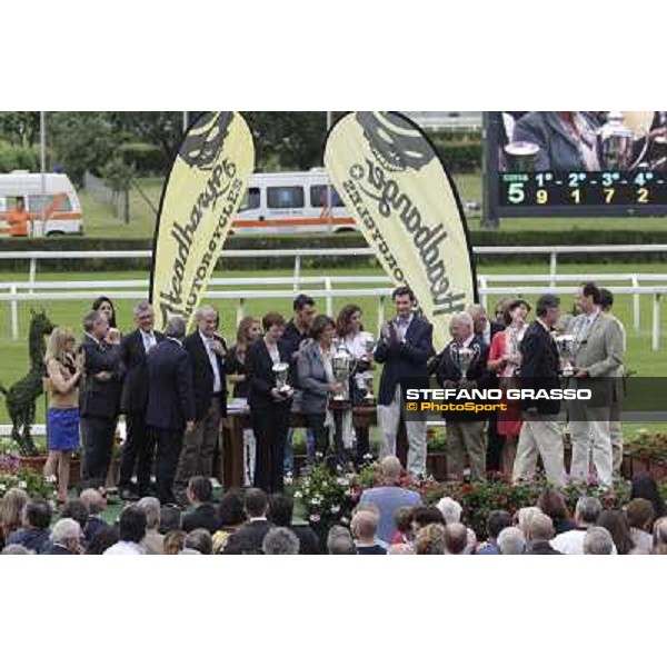 The prize giving ceremony of the Gran Premio di Milano - Trofeo Snai Milano - San Siro galopp racecourse,10th june 2012 ph.Stefano Grasso