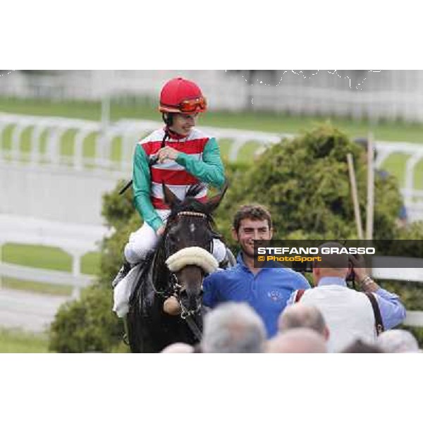 Cristian Demuro on Bit of Hell returns home after winning the Premio Giangiacomo Trivulzio Milano - San Siro galopp racecourse,10th june 2012 ph.Stefano Grasso