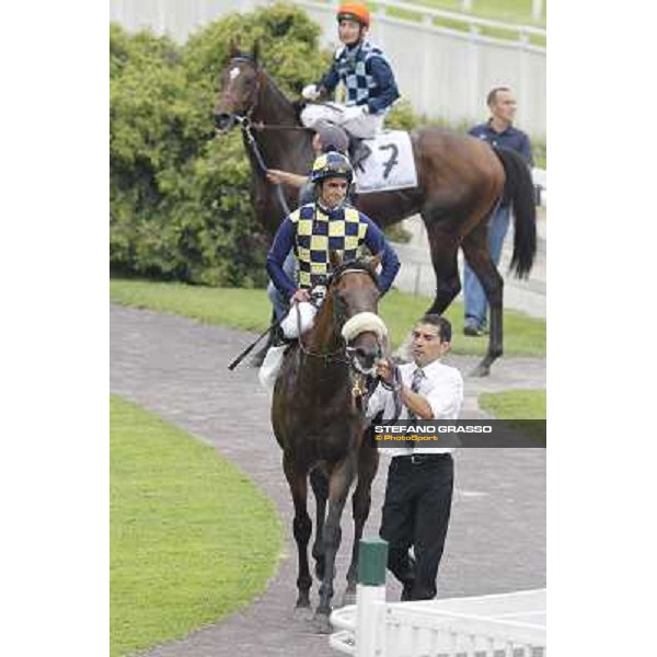 Fabio Branca on Silent Killer returns home after winning the Premio d\'Estate Milano - San Siro galopp racecourse,10th june 2012 ph.Stefano Grasso