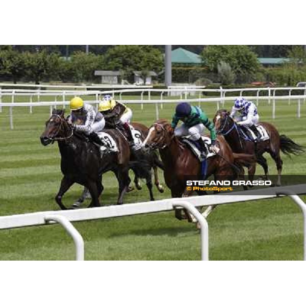 Dario Vargiu on Choisir Shadow goes to win the Premio Bersaglio beating Fabio Branca on Pandar Milano - San Siro galopp racecourse,10th june 2012 ph.Stefano Grasso