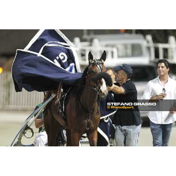 Enrico Bellei after winning the Gran Premio Nazionale Filly Milano - San Siro trot racecourse, 30th june 2012 ph.Stefano Grasso