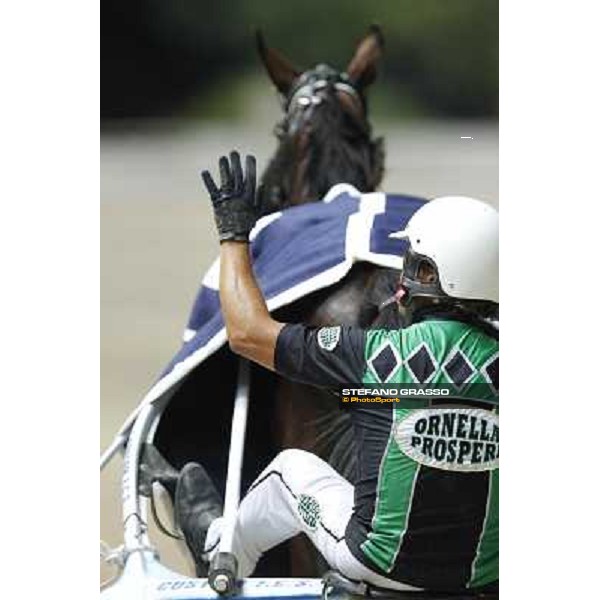 Enrico Bellei and Petra Inn Ronco after winning the Gran Premio Nazionale Filly Milano - San Siro trot racecourse, 30th june 2012 ph.Stefano Grasso