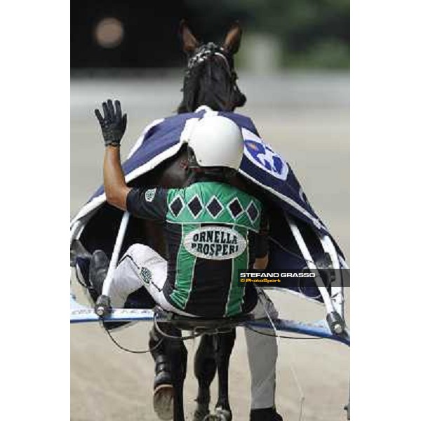 Enrico Bellei and Petra Inn Ronco after winning the Gran Premio Nazionale Filly Milano - San Siro trot racecourse, 30th june 2012 ph.Stefano Grasso