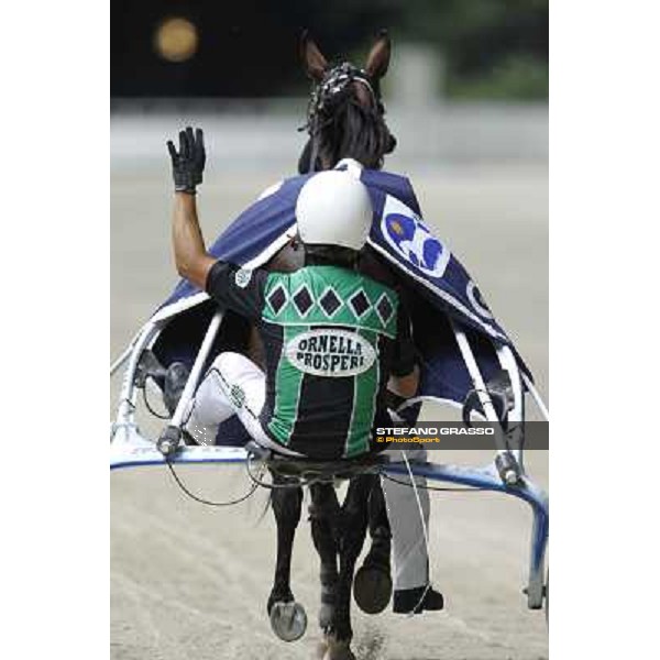 Enrico Bellei and Petra Inn Ronco after winning the Gran Premio Nazionale Filly Milano - San Siro trot racecourse, 30th june 2012 ph.Stefano Grasso