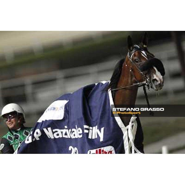 Enrico Bellei and Petra Inn Ronco after winning the Gran Premio Nazionale Filly Milano - San Siro trot racecourse, 30th june 2012 ph.Stefano Grasso