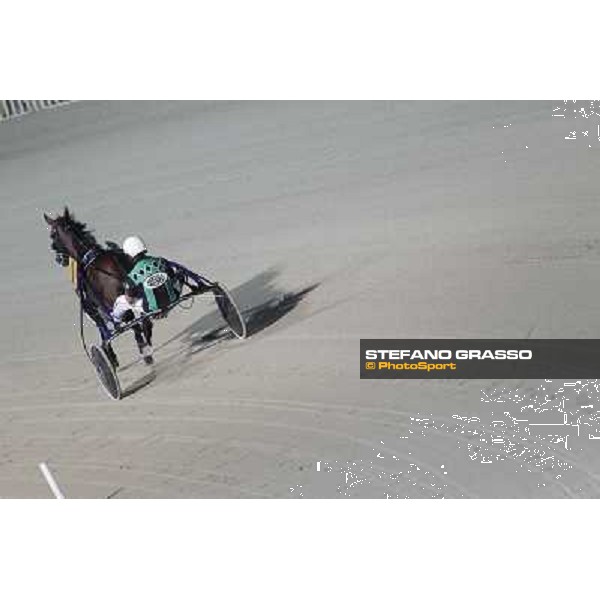 Enrico Bellei warming up with Pascià Lest Milano - San Siro trot racecourse, 30th june 2012 ph.Stefano Grasso