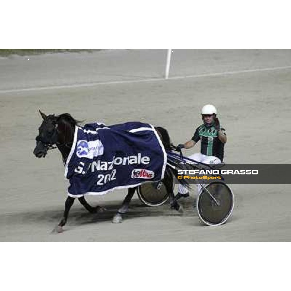 Enrico Bellei parades with Pascià Lest immediately after winning the Gran Premio Nazionale - Memorial Gianni Ferraris Milano - San Siro trot racecourse, 30th june 2012 ph.Stefano Grasso